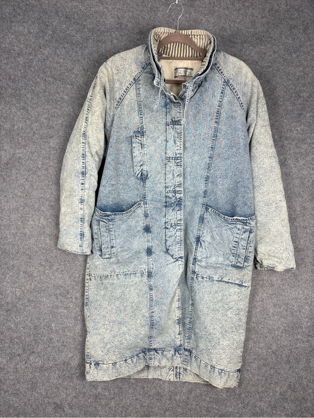 Vintage Acid Wash Denim Duster Coat S.B.II Medium